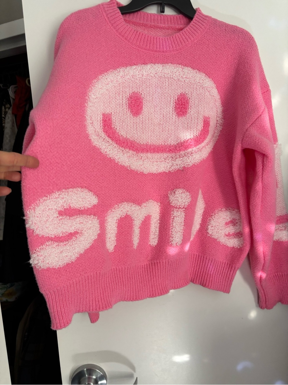Cozy Pink 'Smile' Crewneck Sweater